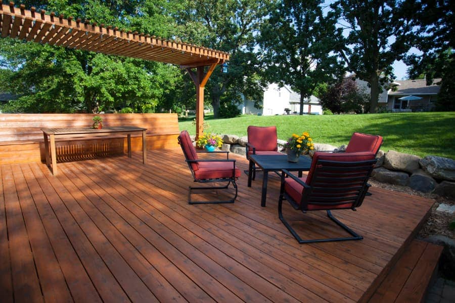 A beautiful backyard deck.
