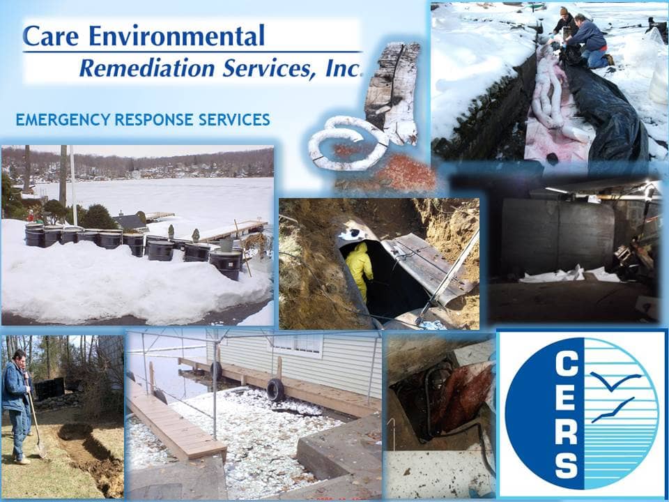 Collage of emergency remediation services and procedures.