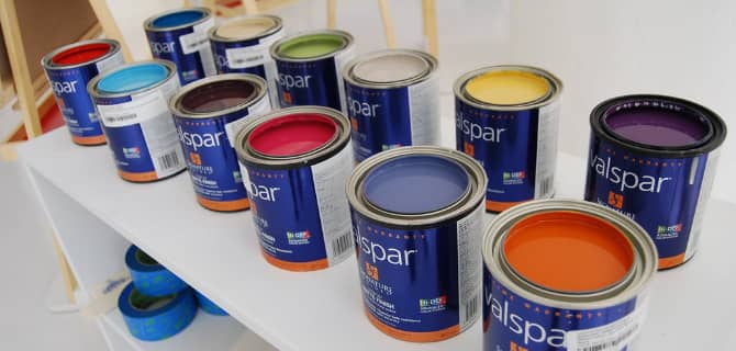  Various colors of Valspar® Professional cans of paint