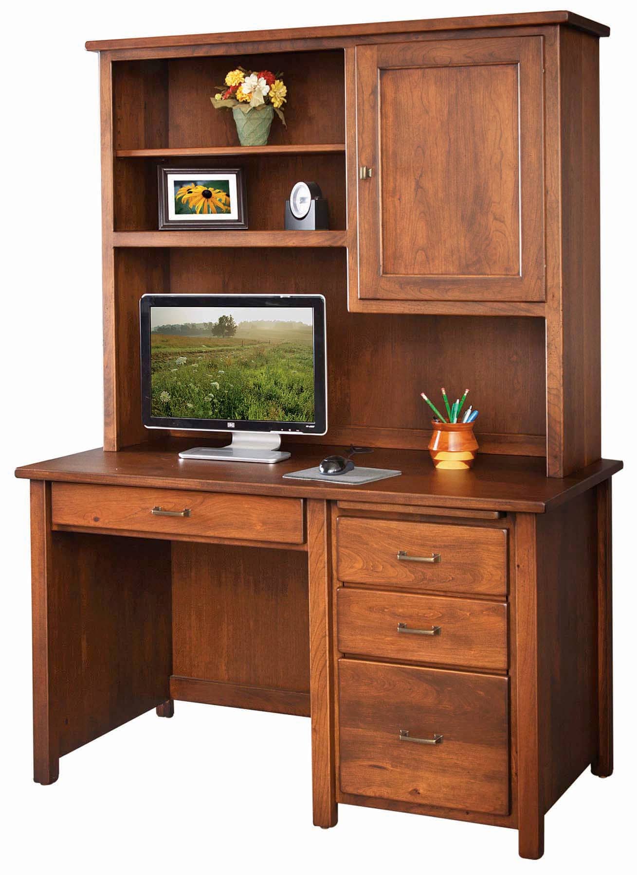 Classic Office L-Desk with Hutch - 72 x 72, Mahogany H-9265 - Uline